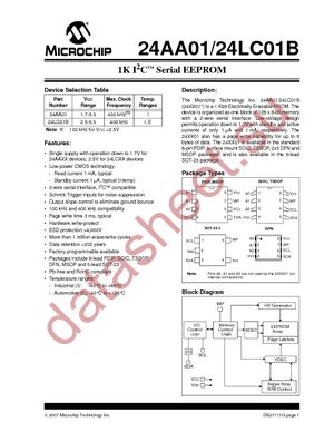 24LC01BHT-I/MC datasheet  