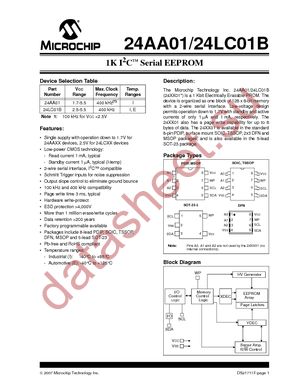24LC01BT-E/MC datasheet  