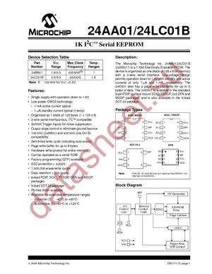 24LC01BT-I/MC datasheet  
