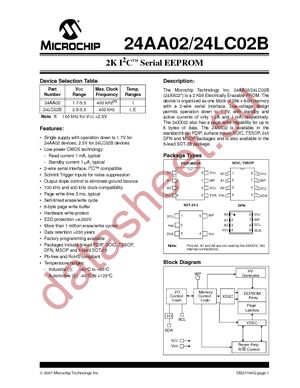 24LC02BHT-E/MC datasheet  