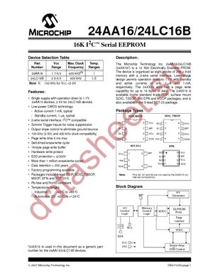 24LC16BT-E/MNY datasheet  