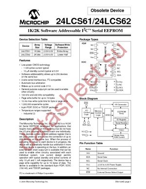 24LCS61-I/SN datasheet  