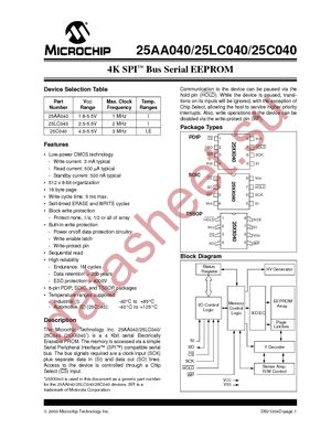 25LC040T-E/SNG datasheet  