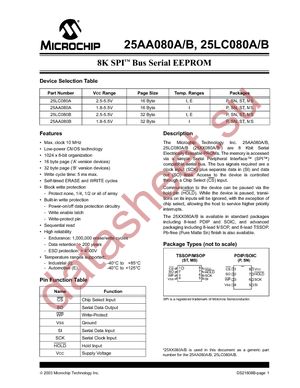 25LC080A-E/SN datasheet  