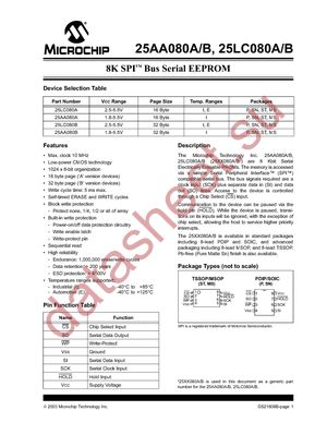 25LC080A-I/P datasheet  