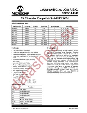 93LC56CT-I/MC datasheet  