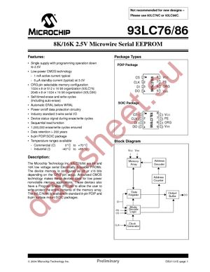 93LC76T-I/SN datasheet  