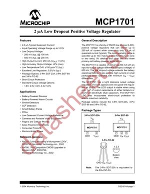 MCP1701T-1802I/CB datasheet  