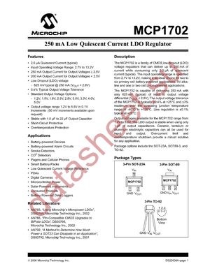 MCP1702T-1802E/CB datasheet  