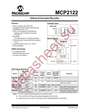 MCP2122-E/P datasheet  