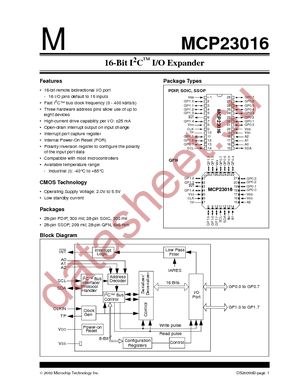 MCP23016-I/SP datasheet  