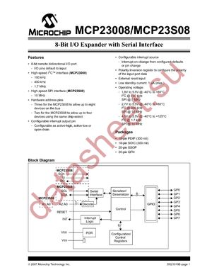 MCP23S08T-E/ML datasheet  