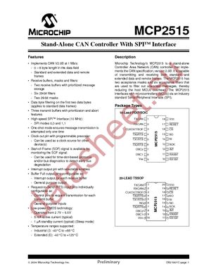 MCP2515-E/P datasheet  