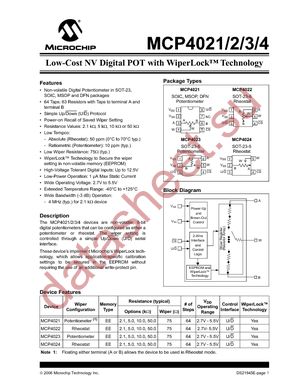 MCP4021-103E/SN datasheet  