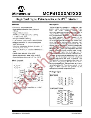 MCP41010-I/P datasheet  