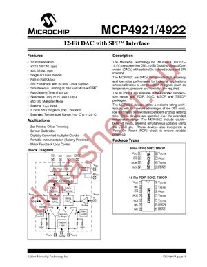 MCP4921-E/SN datasheet  