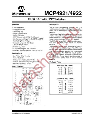 MCP4922-E/P datasheet  