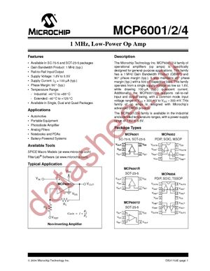 MCP6001RT-E/OT datasheet  