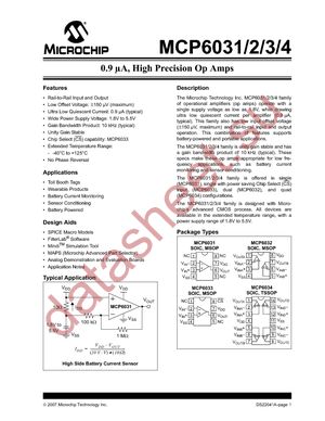 MCP6031-E/SN datasheet  