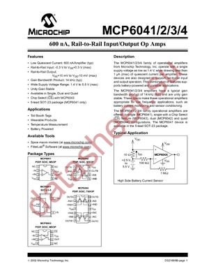 MCP6041-I/SN datasheet  