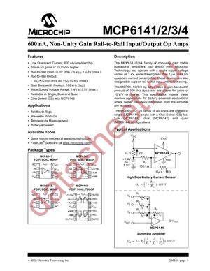 MCP6141-E/SN datasheet  