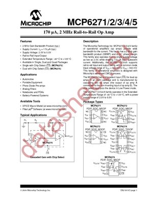 MCP6275-E/P datasheet  