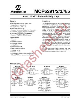 MCP6291-E/P datasheet  