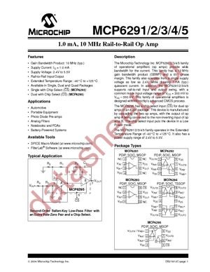 MCP6295-E/MS datasheet  