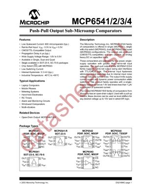 MCP6541-I/P datasheet  
