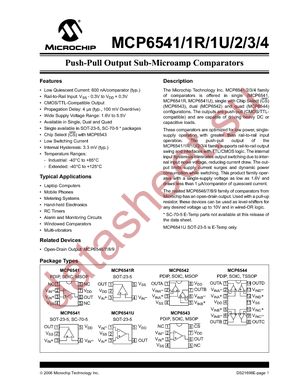 MCP6541UT-I/LT datasheet  