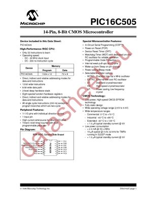 PIC16C505T-04I/SL datasheet  