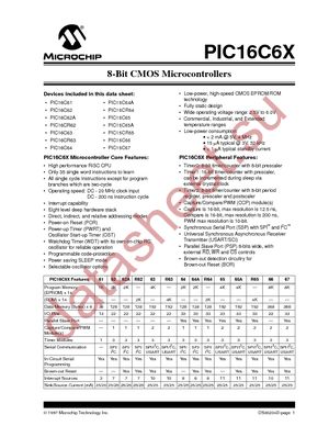 PIC16C63T-20/SO datasheet  