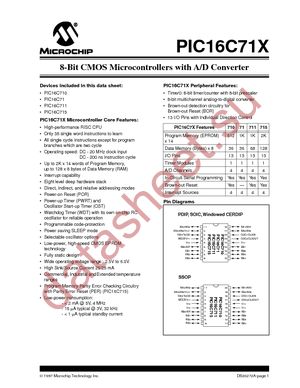 PIC16C711-20I/P datasheet  