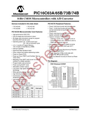 PIC16C73BT-20/SO datasheet  