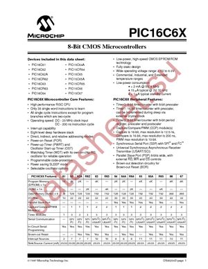 PIC16LC62A-04I/SS datasheet  