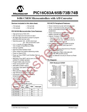 PIC16LC63A-04I/SS datasheet  