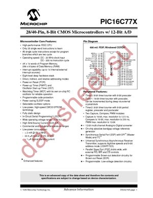 PIC16LC773T-I/SS datasheet  