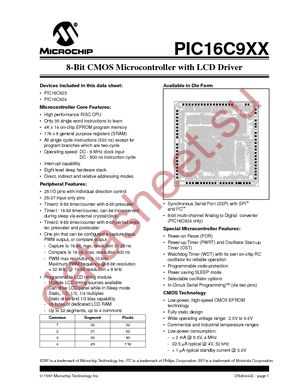 PIC16LC924-04/PT datasheet  