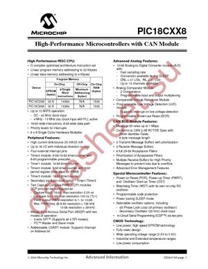 PIC18C858T-E/PT datasheet  