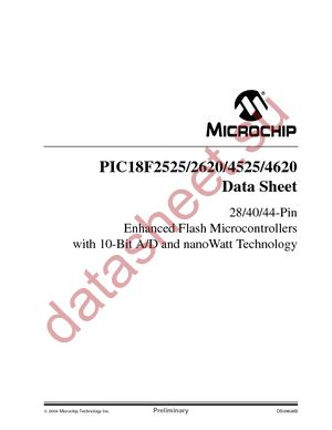 PIC18F4525T-I/PT datasheet  