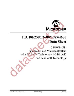 PIC18F4585T-I/PT datasheet  