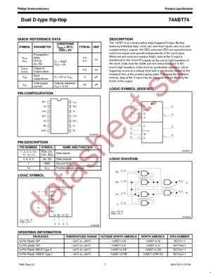 74ABT74DB-T datasheet  