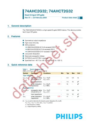 74AHC2G32DC-G datasheet  