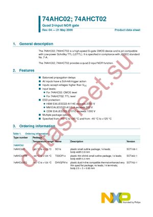 74AHCT02PW-T datasheet  