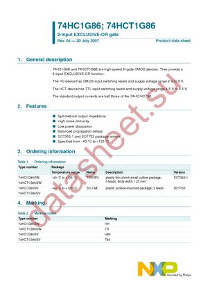 74HC1G86GW-G datasheet  