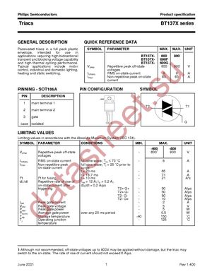 BT137X-600 datasheet  