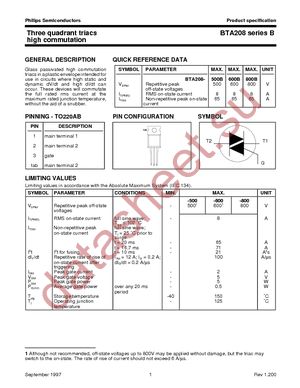 BTA208-800B datasheet  