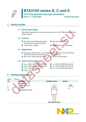 BTA316X-600E datasheet  