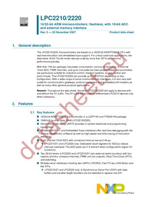 LPC2220FET144/G-S datasheet  
