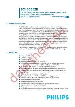 SC16C652BIB48-F datasheet  